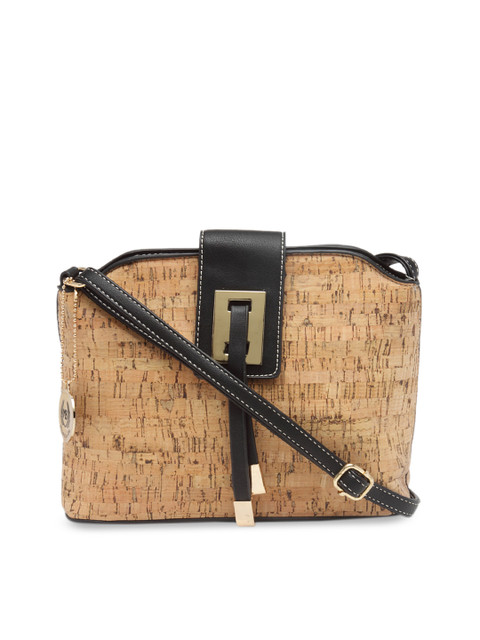 

Moedbuille Beige & Black Printed Sling Bag