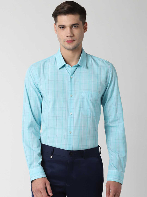 

Peter England Men Blue Checked Slim Fit Formal Shirt