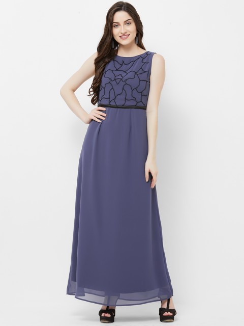 

MISH Women Purple Embellished Georgette Maxi Dress