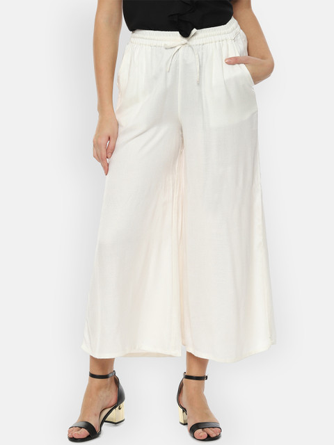 

People Women White Regular Fit Solid Culottes