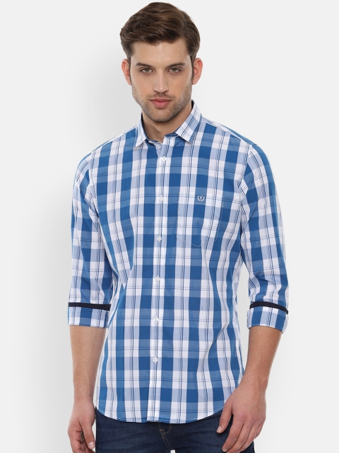 

Van Heusen Sport Men Blue & White Slim Fit Checked Casual Shirt