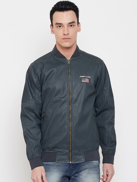 

JUMP USA Men Navy Blue Solid Lightweight Bomber Jacket, Olive
