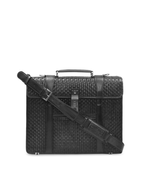 

Da Milano Men Black Textured Leather Laptop Bag