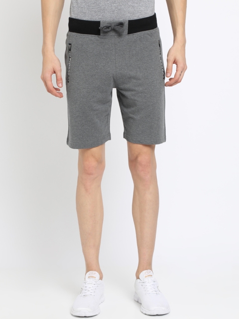 Crocodile Men Grey Melange Solid Slim Fit Regular Shorts