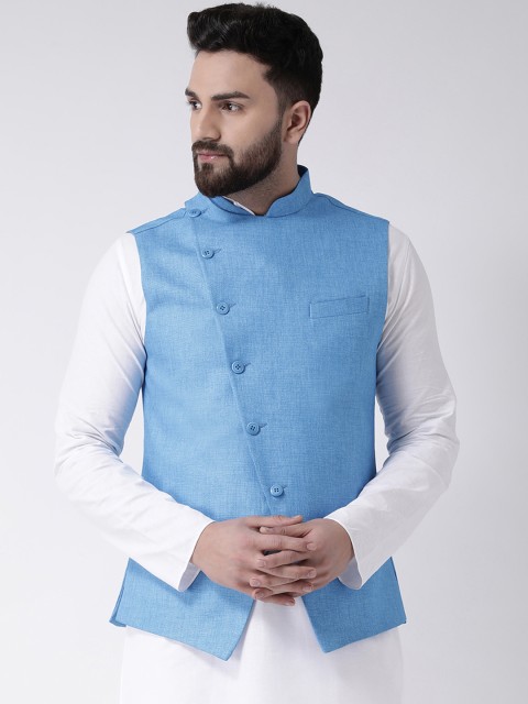 

TABARD Men Blue Solid Pure Cotton Nehru Jacket