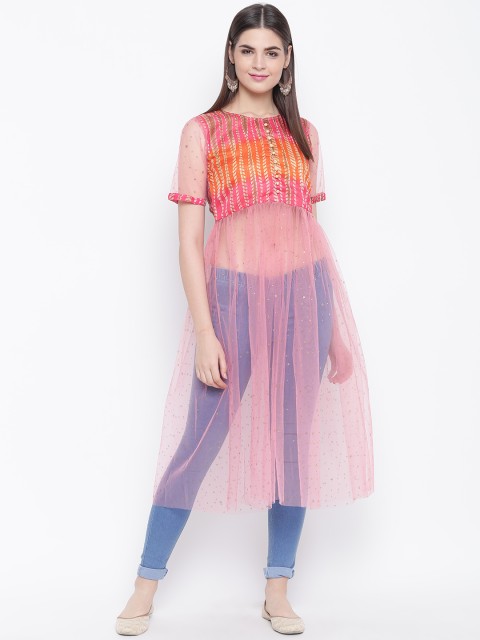 

Shakumbhari Women's Pink & Orange Printed Tunic