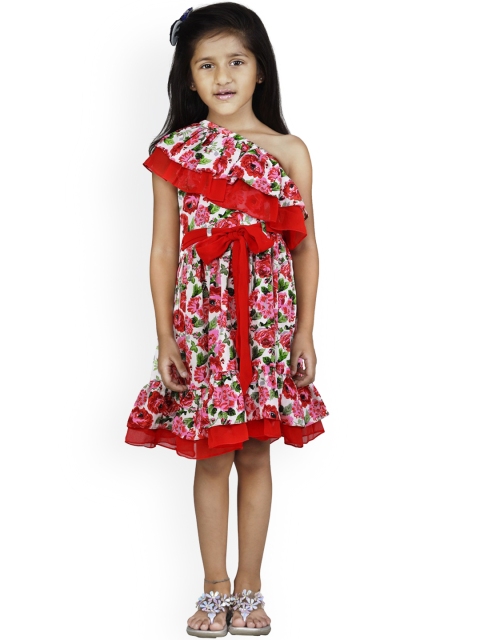 

LilPicks Girls Red Floral Print Fit and Flare Dress