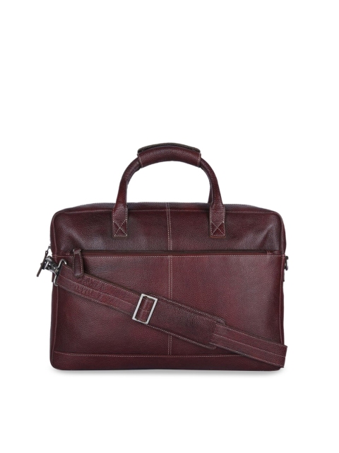 

Peseta Unisex Burgundy Solid Leather Laptop Bag