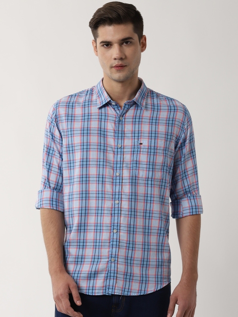 

Peter England Casuals Men Blue & White Slim Fit Checked Casual Shirt