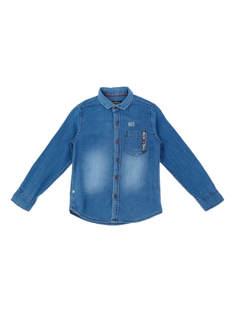 

Pantaloons Junior Boys Blue Regular Fit Faded Casual Shirt