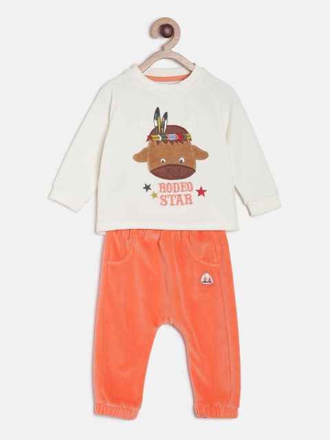 

MINI KLUB Boys Off-White & Orange Printed T-shirt with Trousers