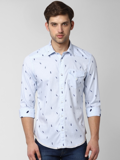 

Peter England Casuals Men Blue & Black Slim Fit Printed Casual Shirt