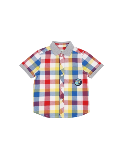 

Pantaloons Baby Boys Red & Yellow Regular Fit Checked Casual Shirt