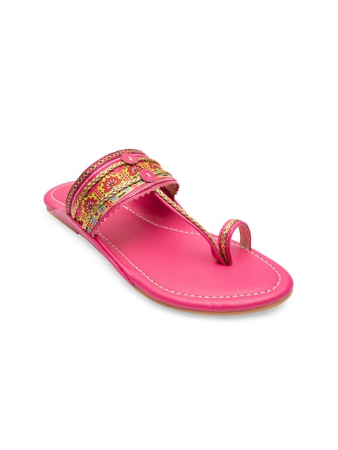 

Jivaana Women Pink Printed One Toe Flats