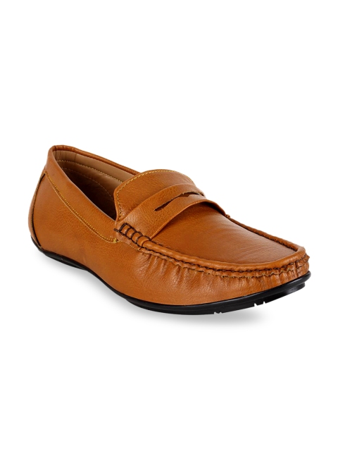 

Vardhra Men Tan Brown Textured Leather Formal Loafers