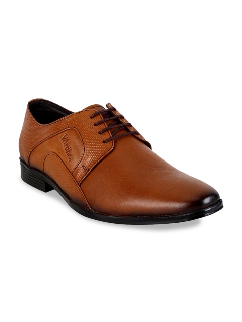 

Vardhra Men Tan Brown Textured Leather Formal Derbys