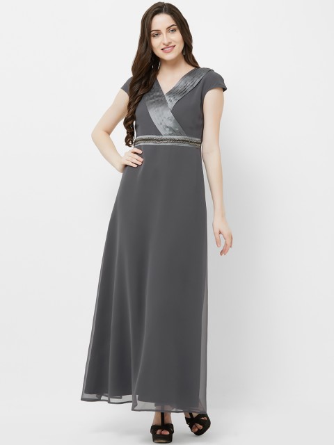 

MISH Women Charcoal Solid Georgette Maxi Dress