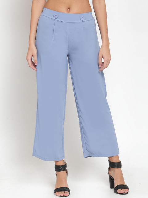 

J Style Women Blue Smart Regular Fit Solid Parallel Trousers