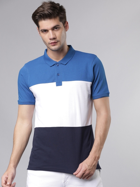 

Ecko Unltd Men Blue Colourblocked Polo Collar Slim Fit T-shirt