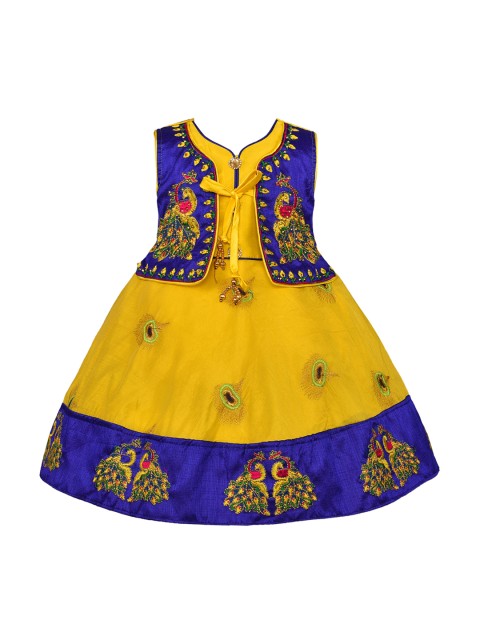 

Wish Karo Girls Blue Printed Fit and Flare Dress