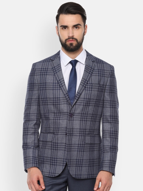 

Van Heusen Men Grey Checked Single Breasted Slim Fit Blazer