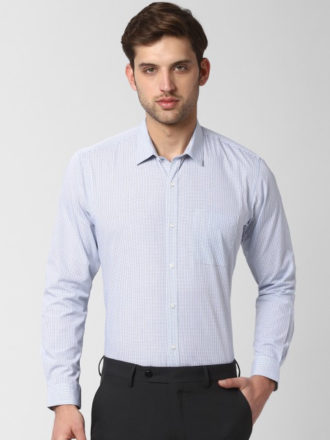 

Peter England Men White & Blue Regular Fit Checked Formal Shirt