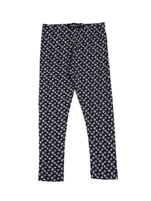 

De Moza Girls Navy Blue & White Printed Ankle-Length Leggings
