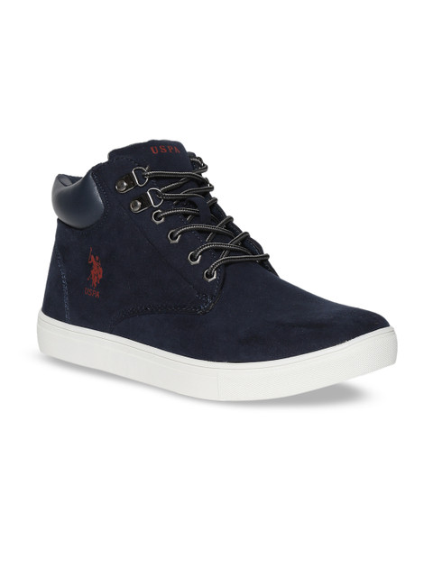 

U.S. Polo Assn. Men Blue Solid Mid-Top Sneakers