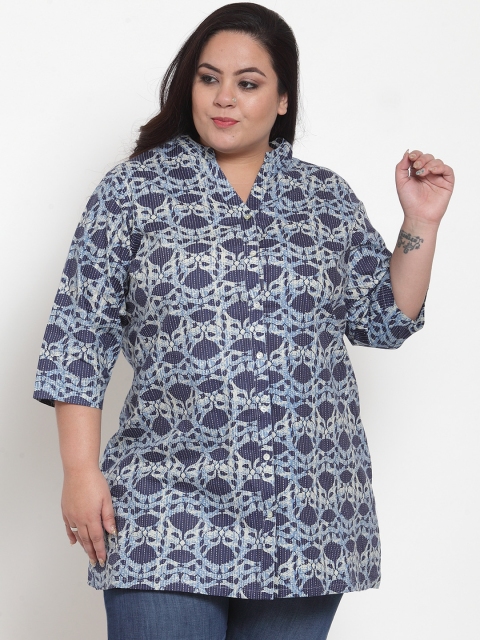 

plusS Women Blue Printed Tunic