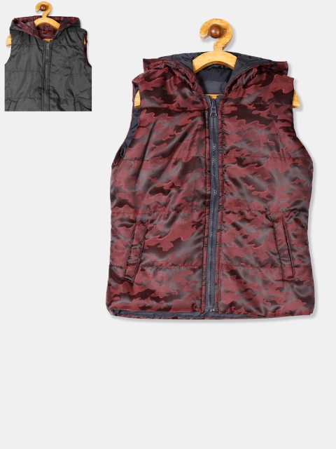 

Cherokee Girls Maroon & Grey Printed Reversible Padded Jacket