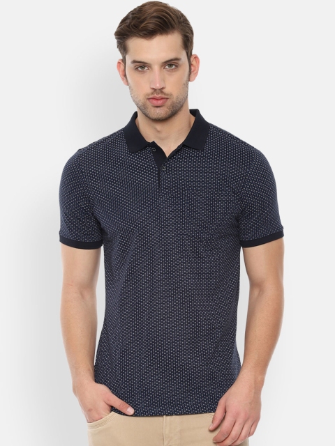 

Van Heusen Men Navy Blue Printed Polo Collar T-shirt