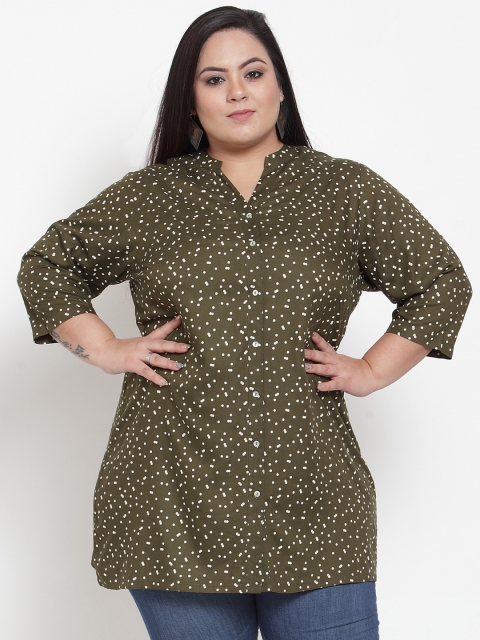 

plusS Women Olive Green Printed Tunic