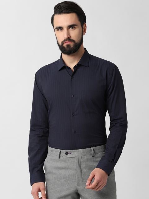

Peter England Men Navy Blue Slim Fit Self Design Formal Shirt