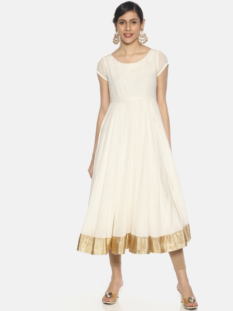

AARA Women White Solid A-Line Kurta