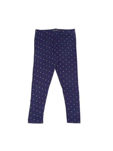 

De Moza Girls Navy Blue & Yellow Printed Ankle-Length Leggings
