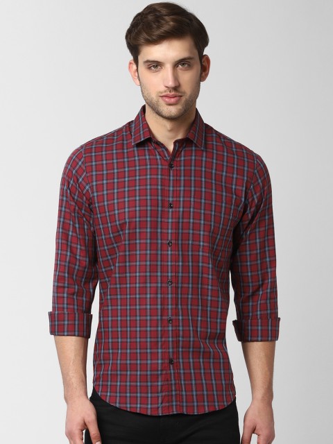 

Peter England Men Maroon & Grey Slim Fit Checked Casual Shirt