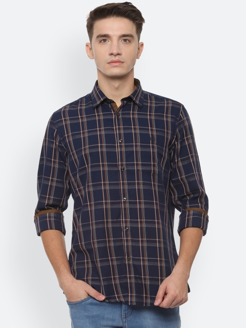 

Van Heusen Sport Men Navy Blue Slim Fit Checked Casual Shirt