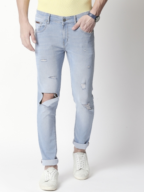 

BOLTS and BARRELS Men Blue Slim Fit Low-Rise Mildly Distressed Stretchable Jeans