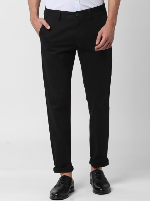 

Peter England Casuals Men Black Slim Fit Solid Regular Trousers