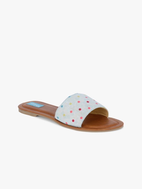 

The Tassle Life Women Blue Printed Open Toe Flats