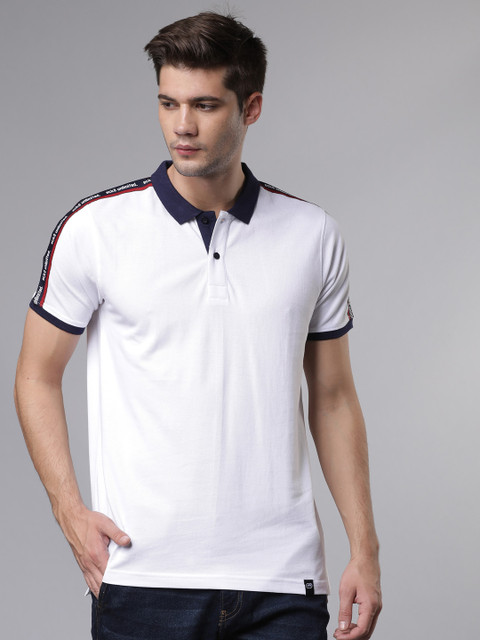 

Ecko Unltd Men White Printed Polo Collar Slim Fit T-shirt