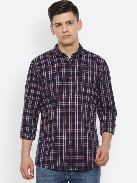 

Solly Jeans Co. Men Navy Blue & Red Regular Fit Checked Casual Shirt