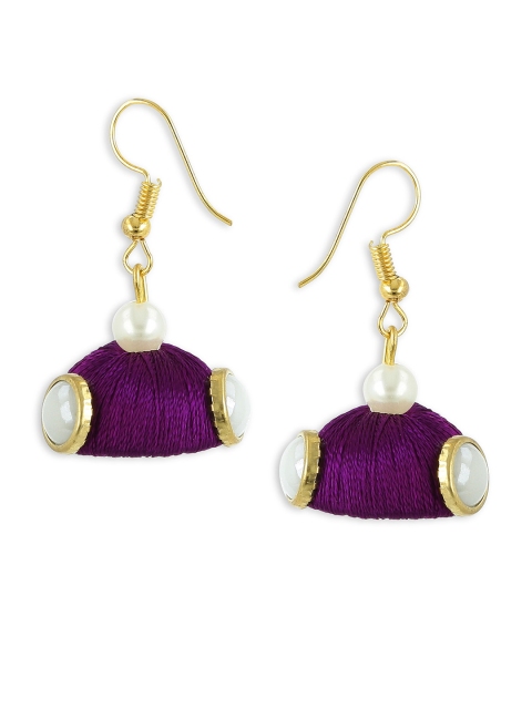 

AKSHARA Purple & Gold-Plated Handcrafted Dome Shaped Jhumkas