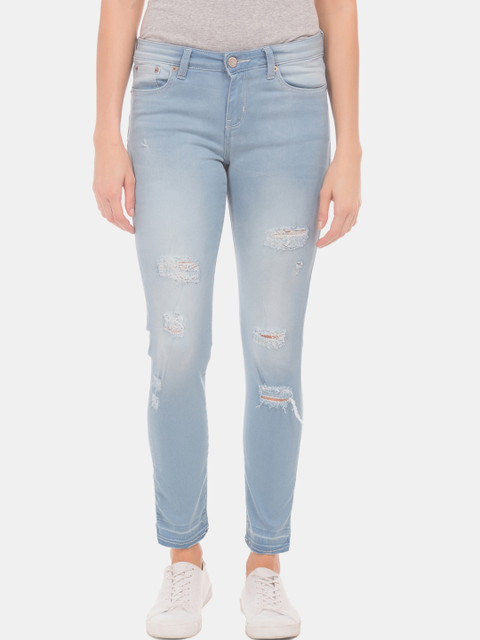 

Aeropostale Women Blue Slim Fit Low-Rise Mildly Distressed Stretchable Jeans