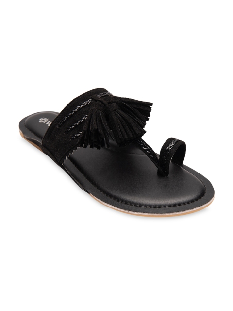 

Jivaana Women Black Solid One Toe Flats