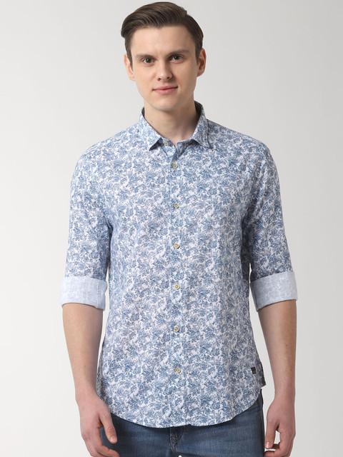 

Peter England Casuals Men Blue & White Slim Fit Printed Casual Shirt