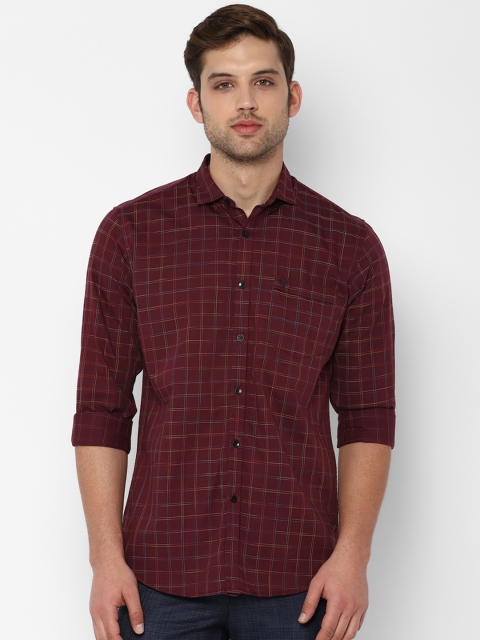 

Allen Solly Men Maroon & Yellow Checked Slim Fit Casual Shirt