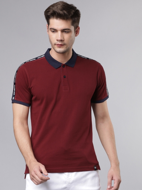 

Ecko Unltd Men Maroon Printed Polo Collar Slim Fit T-shirt