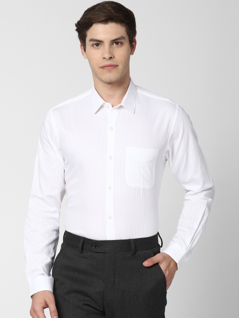 

Peter England Men White Slim Fit Striped Formal Shirt