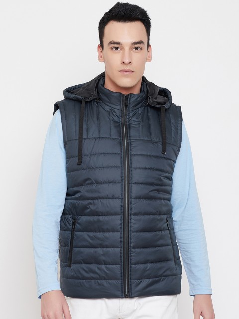 

Okane Men Navy Blue Solid Puffer Jacket
